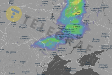 Карта опадів 6:00 11 серпня, скрін