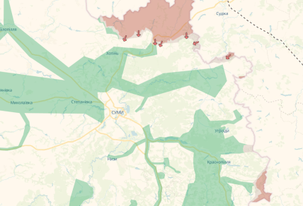 Карта боїв в Сумській області DeepState 21.02.2026