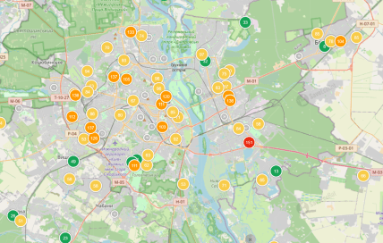 Карта качества воздуха в Киеве на утро 05.08.2026