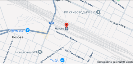 Станция Лозовая, карта