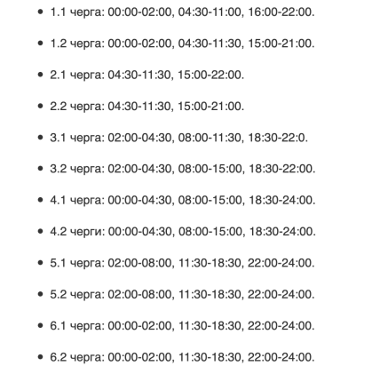 Графіки відключень у Дніпропетровській області 17 лютого