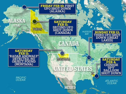 Где над США и Канадой сбили неизвестные летучие объекты