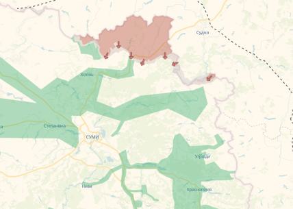 Карта боевых действий в Сумской области DeepState 18.12.2025