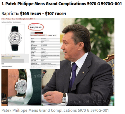 Янукович годинник Patek Philippe