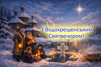 Святвечір, Водохреща, листівка зі Святвечором, Картинки на Водохреща