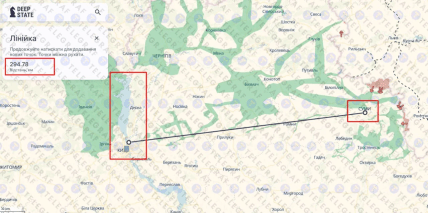 Расстояние от Киевского водохранилища до Сум. Карта: DeepState