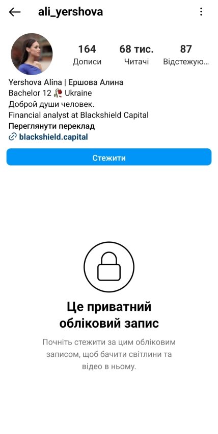 Аліна Єршова Інстаграм