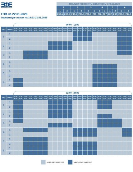 Графики отключений в Волынской области 22 января