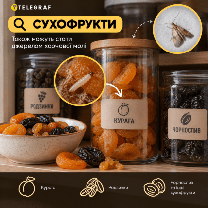 Сухофрукти. Інфографіка: ШІ "Телеграф"