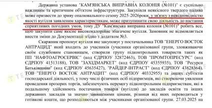 У Кам'янській колонії звернули увагу на наслідки використання неякісного вугілля​
