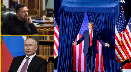 Владимир Зеленский, Владимир Путин и Дональд Трамп