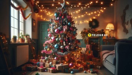 елка с розовыми цветами