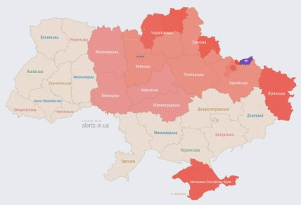 Карта тревог Украина, 19 сентября 2025