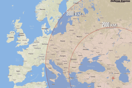 Зона ураження Європи та України за атаки Ірану