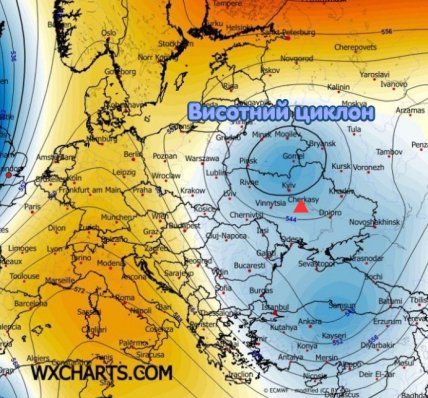Карта синоптических процессов в Европе