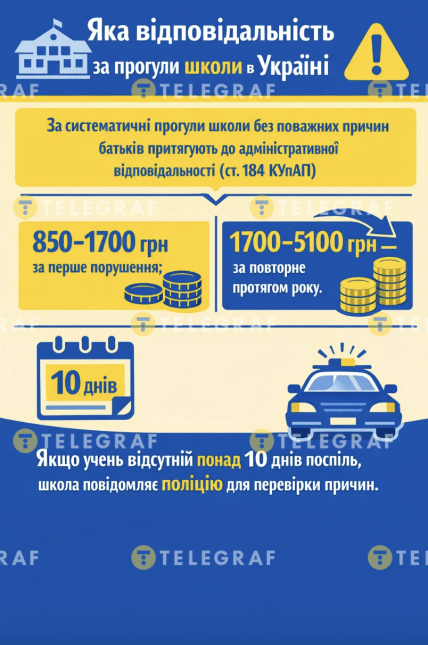 Штрафы за прогулку школы