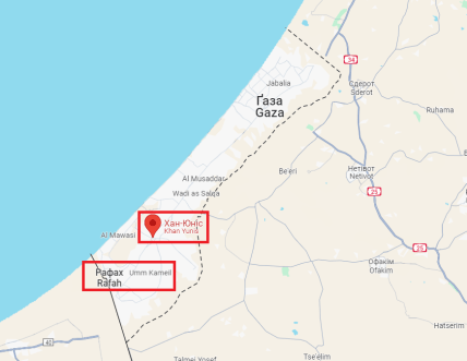 Хан-Юріс і Рафах на карті
