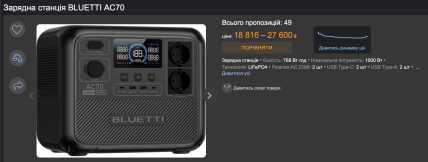 Зарядна станція bluetti ac70