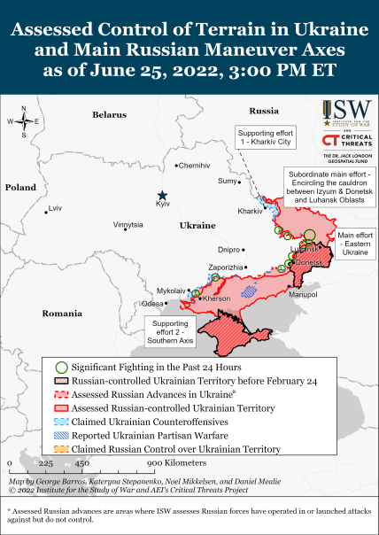 Карта бойових дій Україна 26 червня 2022