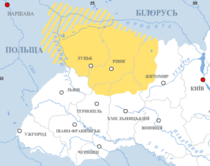 Межі історичного регіону Волинь