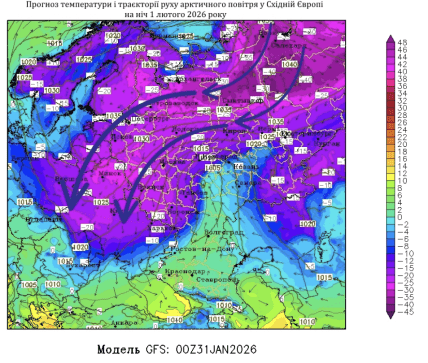 Карта движения воздуха
