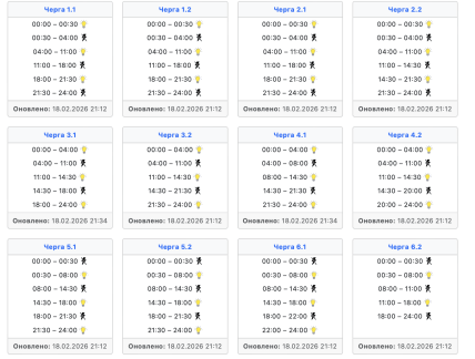 Графики отключений в Одесской области 19 февраля