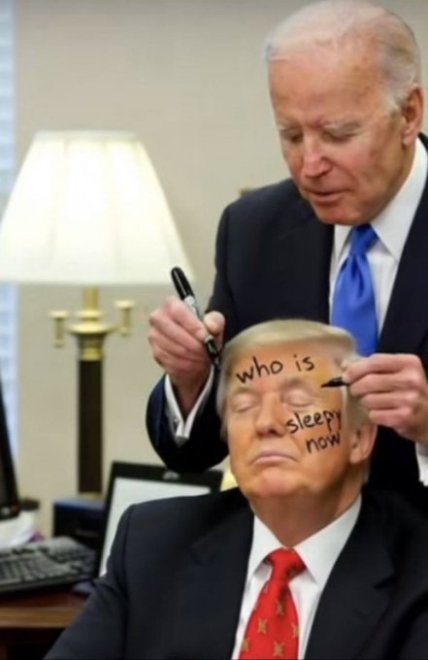 Мем о Трампе, задремавшем перед камерами