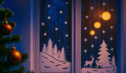 декор окон, новогодний декор