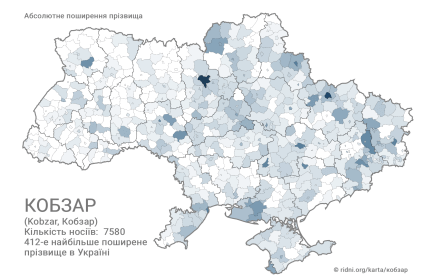 Поширення прізвища Кобзар в Україні