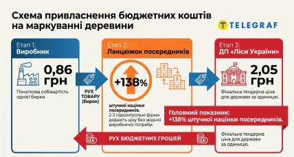 Схема присвоения бюджетных средств при маркировке древесины. Инфографика "Телеграфа"
