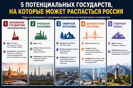 5 государств, на которые может распасться Россия