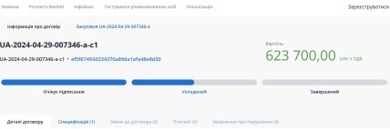 Информация с Prozorro. Скриншот