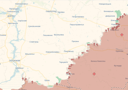 Карта, де йдуть бої на межі Дніпропетровської області