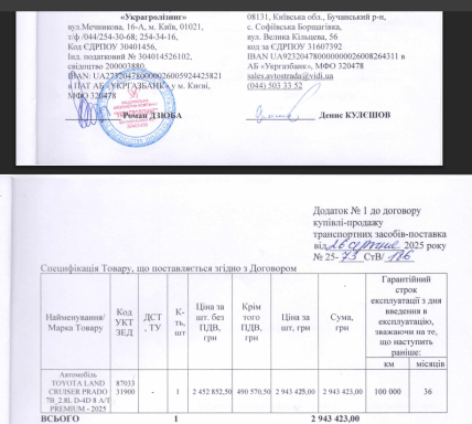 Договор о покупке Toyota Land Cruiser Prado Premium