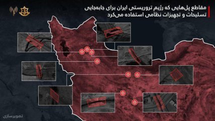 Карта атакованих мостів в Ірані