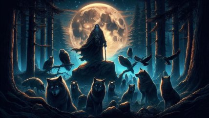 бог Велес и волки в лесу