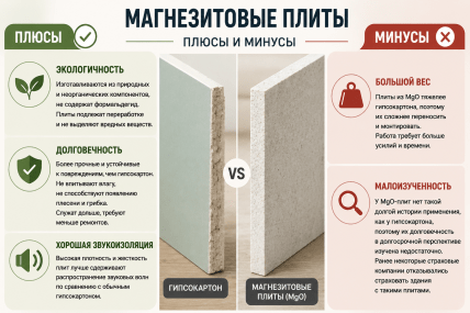 Плюсы и минусы магнезитовых плит