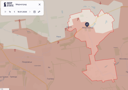 Карта боевых действий в Мирнограде 18 января 2026