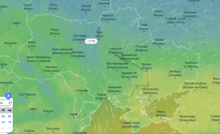 Погода в Україні 13 листопада за Ventusky, карта
