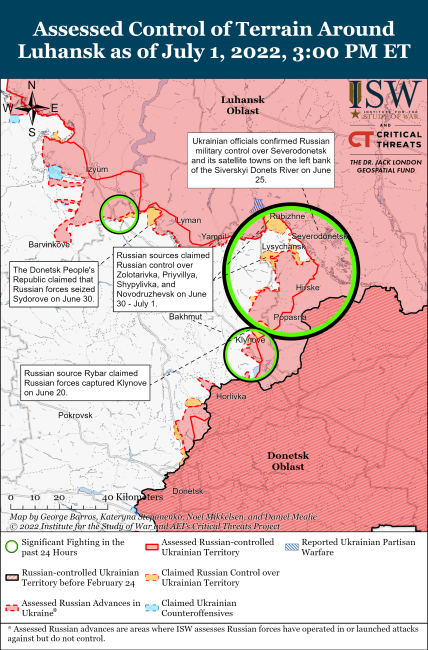 Карта бойових дій Луганська область 2 липня