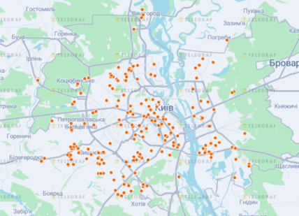 Карта расположения домов с электроотоплением в Киеве