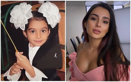 Анна Тринчер в детстве и сейчас