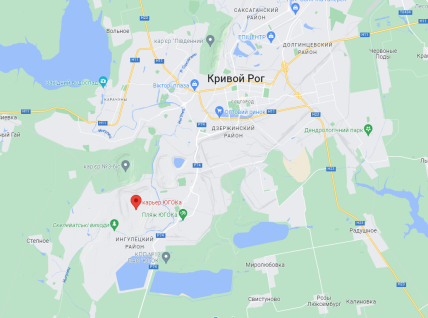 Ингулецкий карьер на карте Кривого Рога