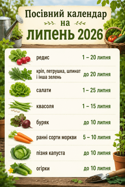 Посевной календарь на июль 2026 года