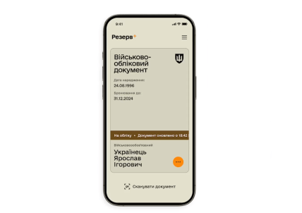 Военно-учетный билет в мобильном приложении "Резерв+"