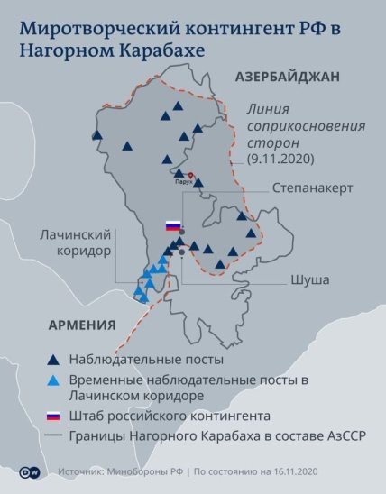 Карта разграничения в Карабахе на ноябрь 2020 года