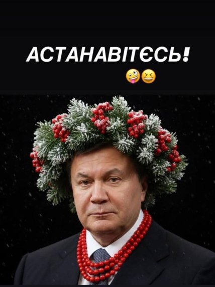 Виктор Янукович в новогоднем венке - мем
