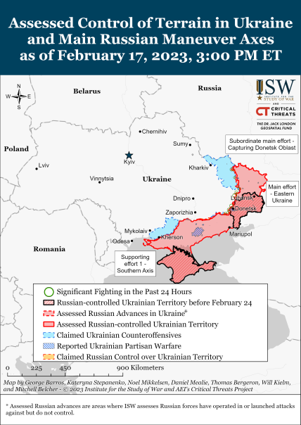 Карта бойових дій в Україні 18.02