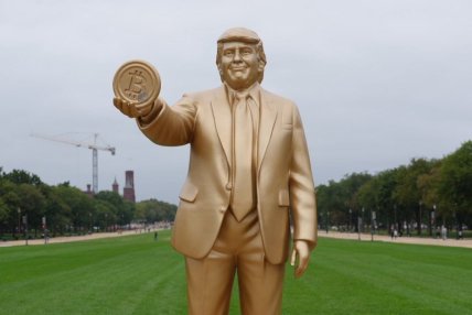 Золотая статуя Трампа в Вашингтоне