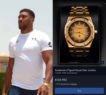 Ентоні Джошуа з годинником Audemars Piguet Royal Oak Jumbo 50th anniversary